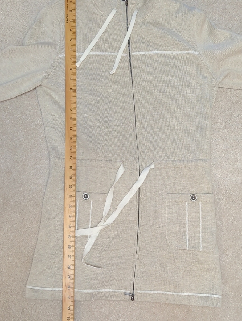 Olsen Zip-Up Knit Cardigan with Drawstring Waist - Picture 11 of 11